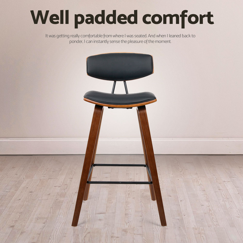 wood bar stool with metal footrest